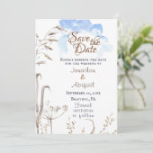 Save The Date Blue Sky Décontracté Jardin botanique Mariage chré (Debout devant)