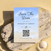 Save The Date Blue Sky Summer Beach Wedding Code QR
