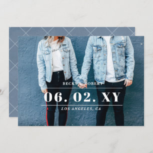 Save The Date Blue Stylish Simple Moderne Typographie Photo