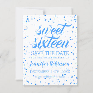 Save The Date Blue Sweet 16 Anniversaire Date de sauvegarde Conf