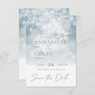Save The Date Blue Winter Neige Mariage moderne