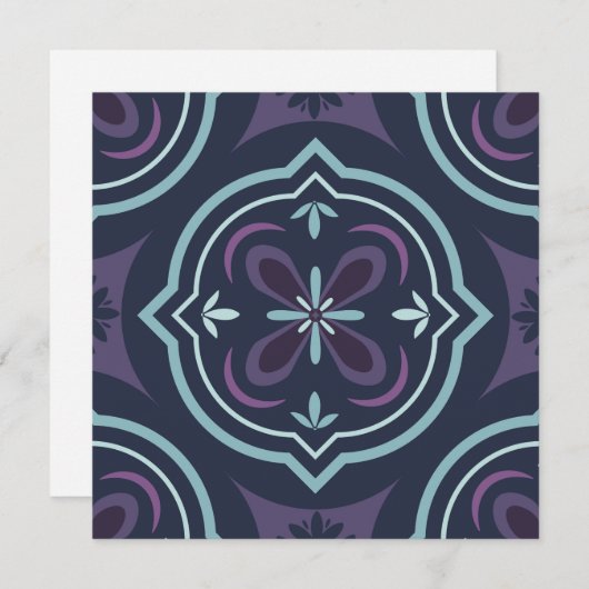 Save The Date blueish floral tiling pattern (Devant / Derrière)