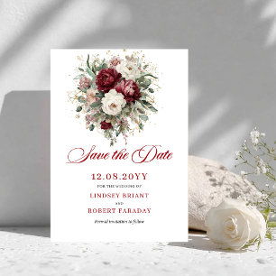 Save The Date Blush Artistique Bourgogne Verdure Enregistrer la