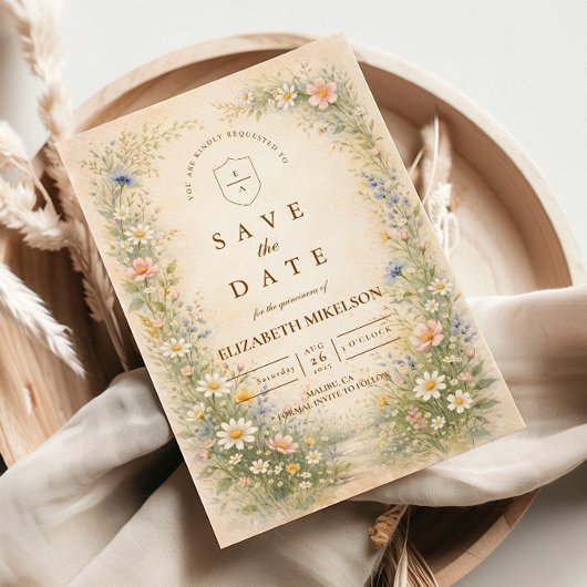 Save The Date Blush Blue Meadow Quinceañera