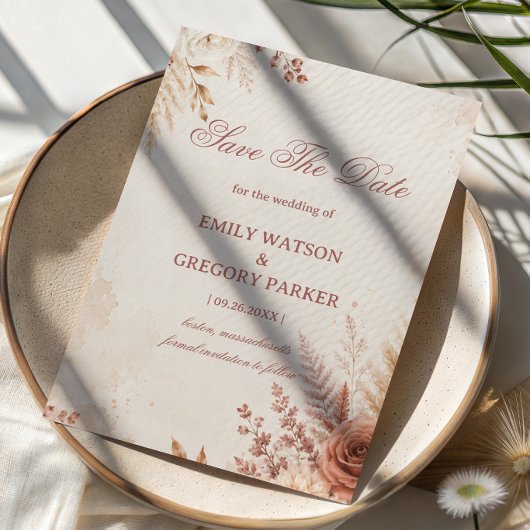 Save The Date Blush Botanique Élégant Rustique