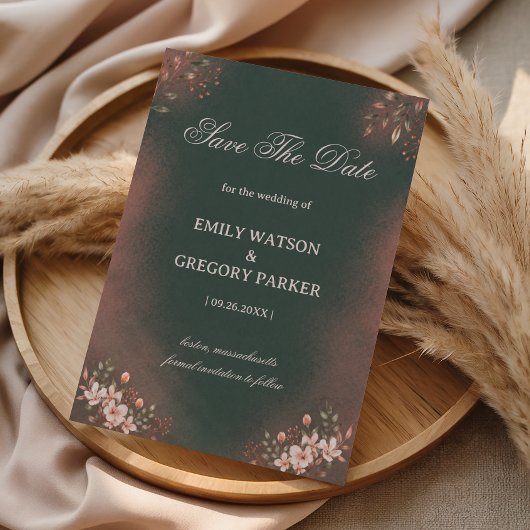 Save The Date Blush Botanique Romantique Vert