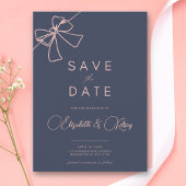 Save The Date Blush Bow Elégance Chic Ardoise Bleu enregistrer l