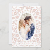 Save The Date Blush Dusty rose Photo QR Code Site Web Folal Flor (Devant)