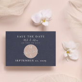 Save The Date Blush et Bleu Marine Mariage Moderne