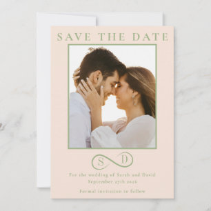 Save The Date Blush et Sage Infinity Mariage Minimaliste Moderne