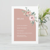 Save The Date Blush Fleurs Monogramme Demi Arche Mariage  (Debout devant)