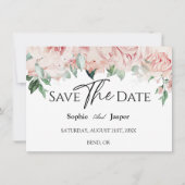 Save The Date Blush Floral Blanc Mariage plat Enregistrer la dat (Devant)
