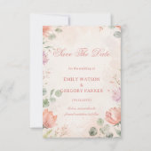 Save The Date Blush Floral Élégant (Devant)