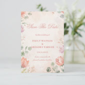 Save The Date Blush Floral Élégant (Debout devant)