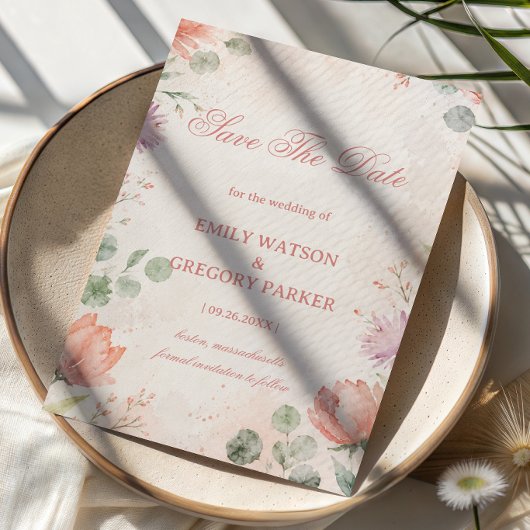 Save The Date Blush Floral Élégant