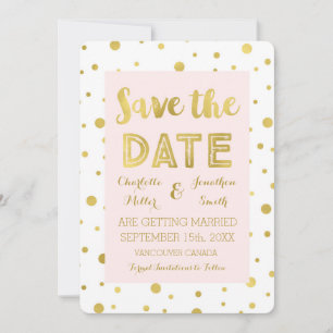 Save The Date Blush Gold Confetti Mariage Photo Enregistrer la d