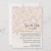 Save The Date Blush Gold Scroll Damask photo engagée (Devant)