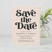 Save The Date Blush Moucheté de Typographie Moderne (Debout devant)