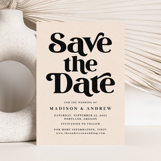 Save The Date Blush Moucheté de Typographie Moderne