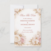 Save The Date Blush Neutral Floral Elegant (Devant)