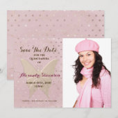 Save The Date Blush Or Papillon Quinceañera (Devant / Derrière)