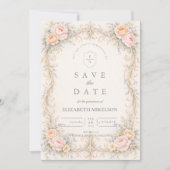 Save The Date Blush Peach Baroque Quinceañera (Devant)