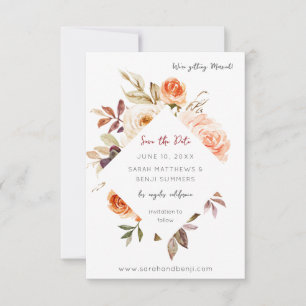 Save The Date Blush & Peach Floral Rustic