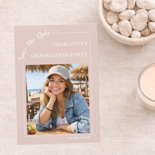 Save The Date Blush Pink Photo Graduation party