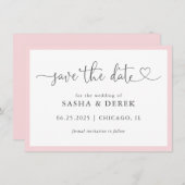 Save The Date Blush Pink Simple Modern Enregistrer la date (Devant / Derrière)