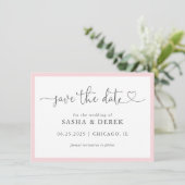 Save The Date Blush Pink Simple Modern Enregistrer la date (Debout devant)