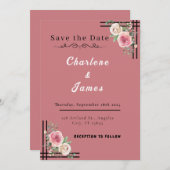 Save The Date Blush Romance : Cadre Floral Enregistrer la date (Devant / Derrière)