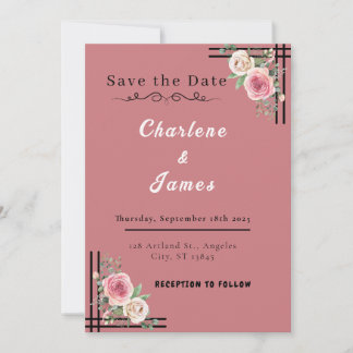 Save The Date Blush Romance : Cadre Floral Enregistrer la date