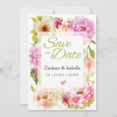 Save The Date Blush rose joli Florals Mariage Enregistrer la dat (Devant)