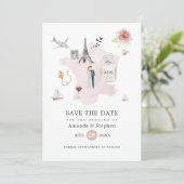 Save The Date Blush Rose & Rose Gold Paris Destination Mariage (Debout devant)