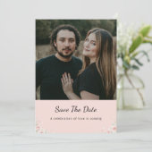 Save The Date Blush Silk Pink Whispered Peta Modern Script photo (Debout devant)