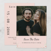 Save The Date Blush Silk Pink Whispered Peta Modern Script photo (Devant / Derrière)