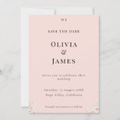 Save The Date Blush Silk Pink Whispered Petals Modern Floral  (Devant)