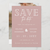 Save The Date Blush Simple Calligraphy Photo Enregistrer La Date (Devant / Derrière)