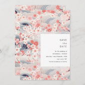 Save The Date Blush Waves Sakura Blossom Modern Wedding (Devant / Derrière)