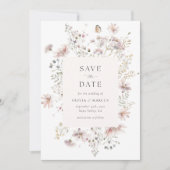 Save The Date Blush Wildflower Elegant Frame Wedding (Devant)