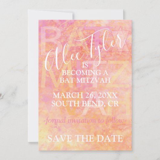Save The Date BM Bar Bat mitzvah Simplement Subtil Enregistrer L (Devant)