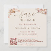 Save The Date Bohème Avec Élégant Script QR Code (Devant)