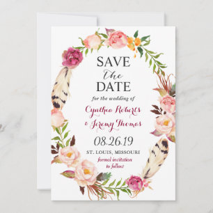 Save The Date Bohème de fleurs bohème Boho Enregistrer la date