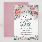 Save The Date Bohème Dusty Rose Floral (Devant / Derrière)