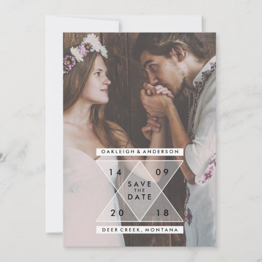 Save The Date Bohême Enregistrer la date | Triangles Chic (Devant)