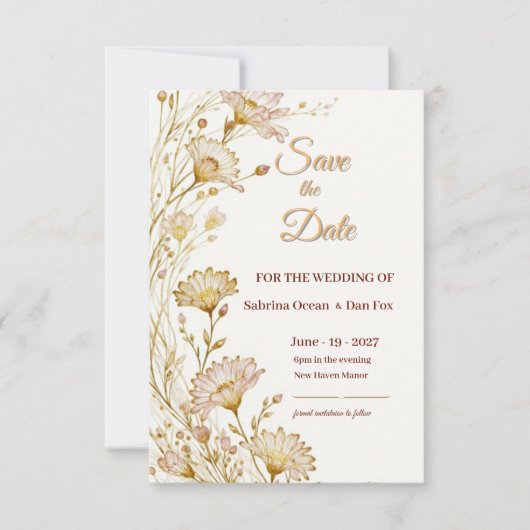 Save The Date Bohème, faire part de style botanique (Devant)