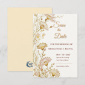 Save The Date Bohème, faire part de style botanique (Devant / Derrière)