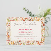 Save The Date Bohème séché Rustique Floral Automne Falls Mariage (Debout devant)