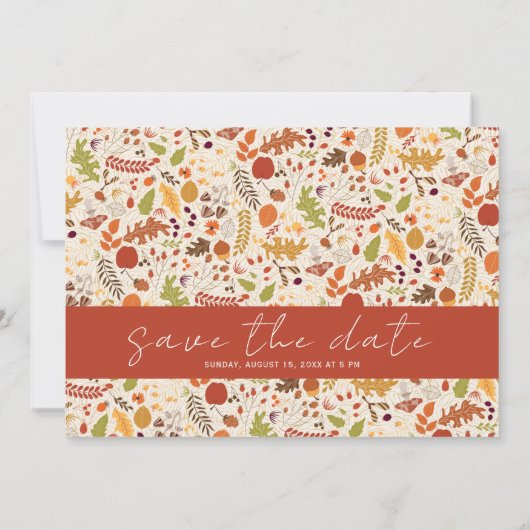 Save The Date Bohème séché Rustique Floral Automne Falls Mariage (Dos)