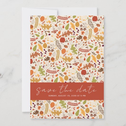 Save The Date Bohème séché Rustique Floral Automne Falls Mariage (Dos)